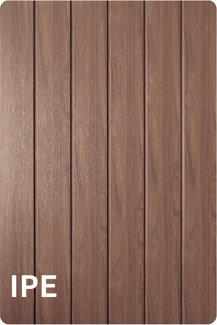 Ipe hardwood decking board close-up showing natural grain and durability